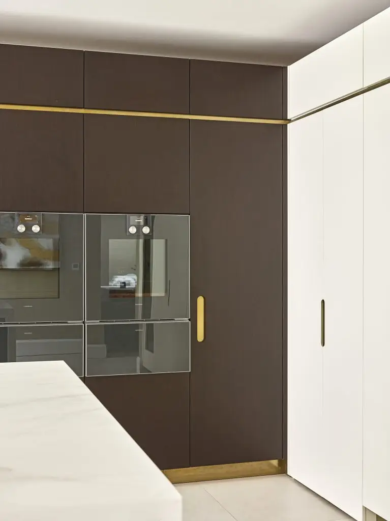 Wenge Wood Veneer with Brass Metal Finish