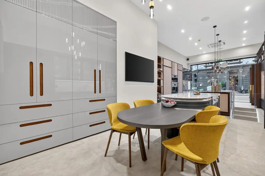 Bespoke luxury wardrobe display with specialist finishes at Point 5 Kitchens showroom