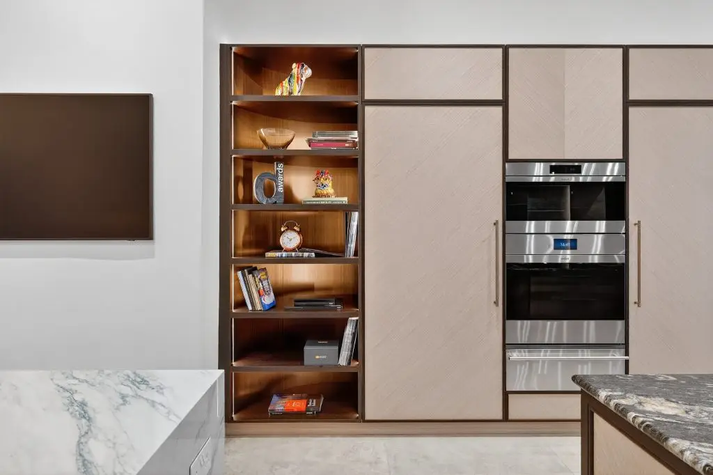 Contemporary bespoke kitchen display with premium materials at Point 5 Kitchens London showroom